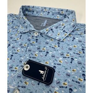 NWT johnnie-O AIR MAIL Featherweight Performance Polo Shirt Gulf Blue LARGE $110